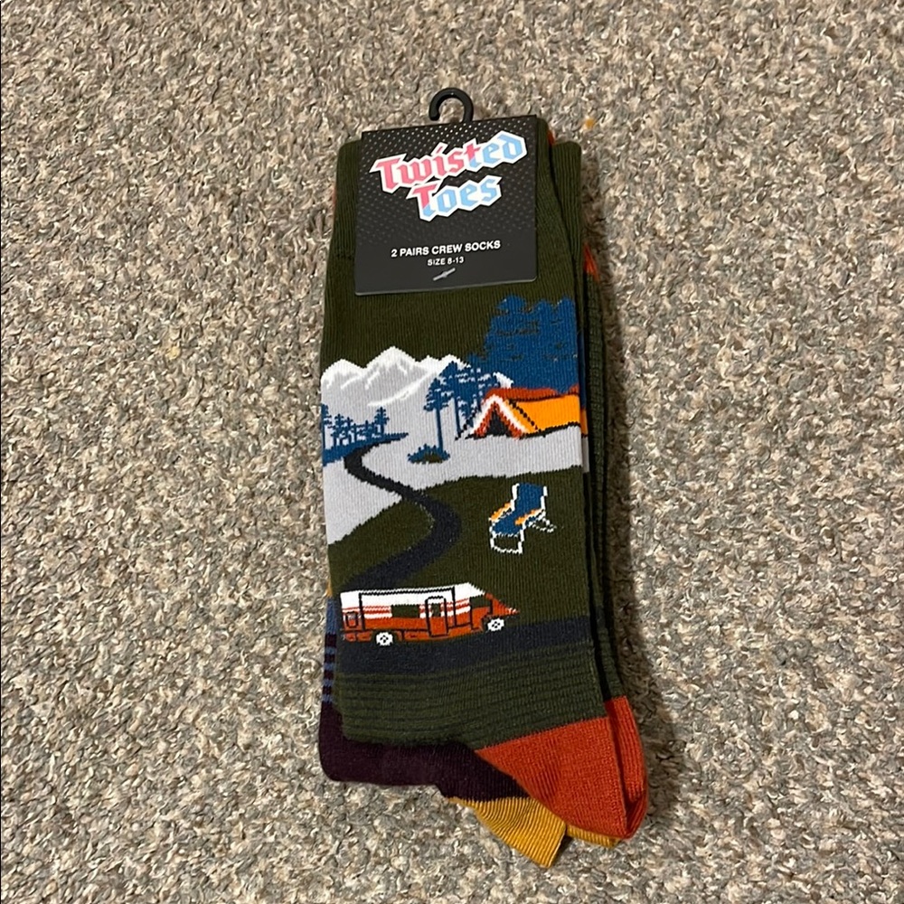 Twisted Green and Orange Casual Crew Socks